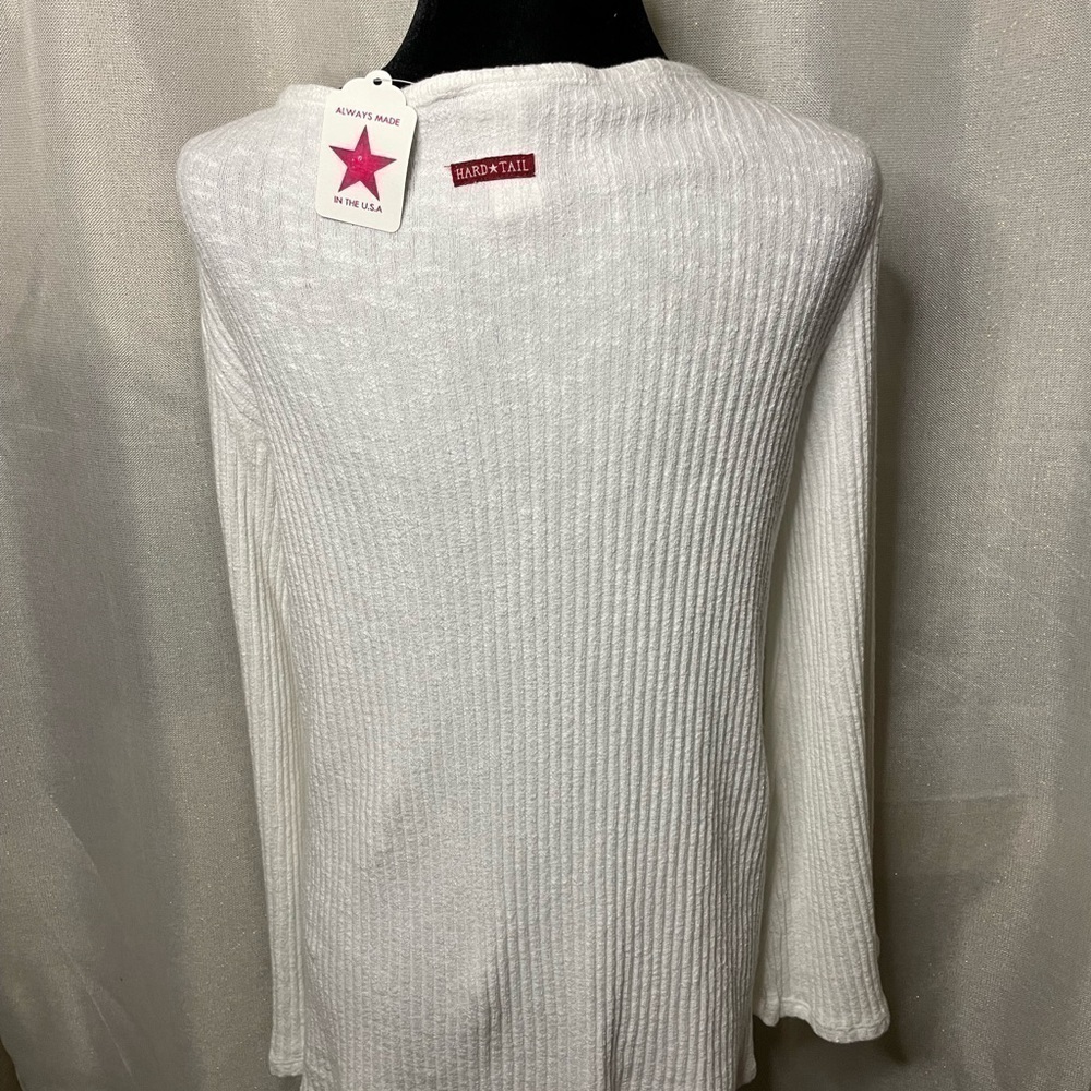 NWT Hardtail forever Women's Long Sleeve  Lace Up Casual Loose V Neck Small   - Picture 6 of 7